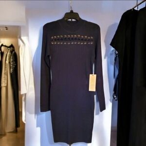 ICON Apparel Navy Mock Neck Sweater Dress - Long Sleeves